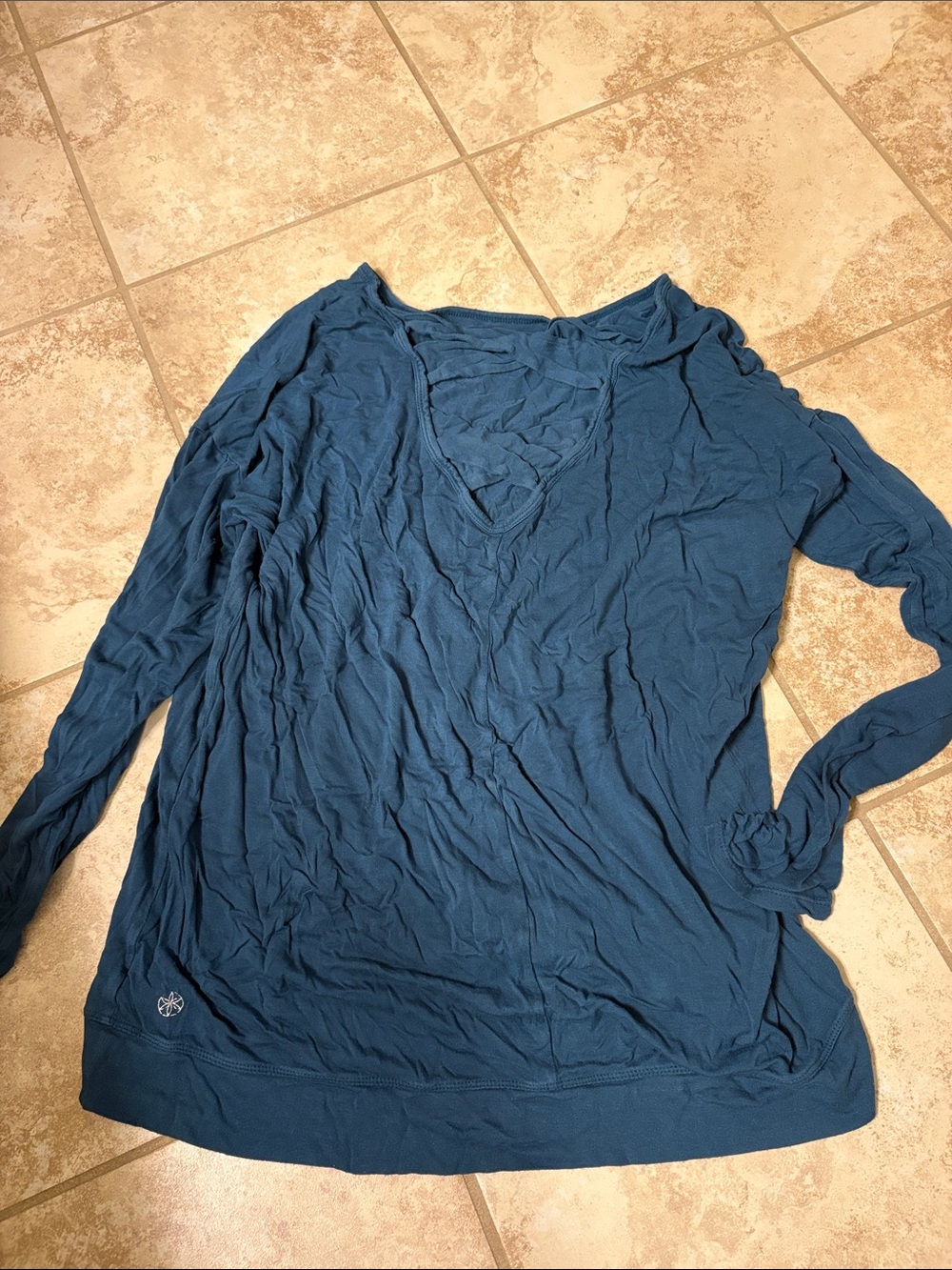 Long-Sleeve Teal V-Neck Women's Top